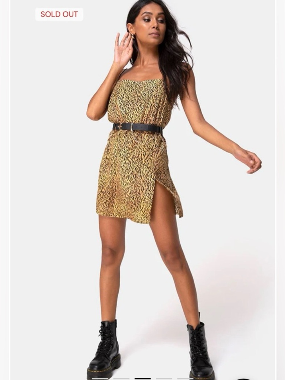 Motel Rocks Datista Slip Dress Mini Tiger Brown Animal Print Small